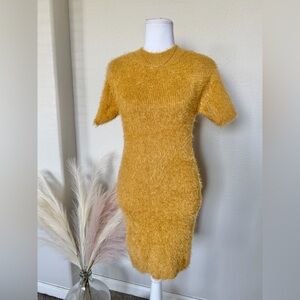 NWT Better Be - Cozy Feather Mustard Short Knit Dress